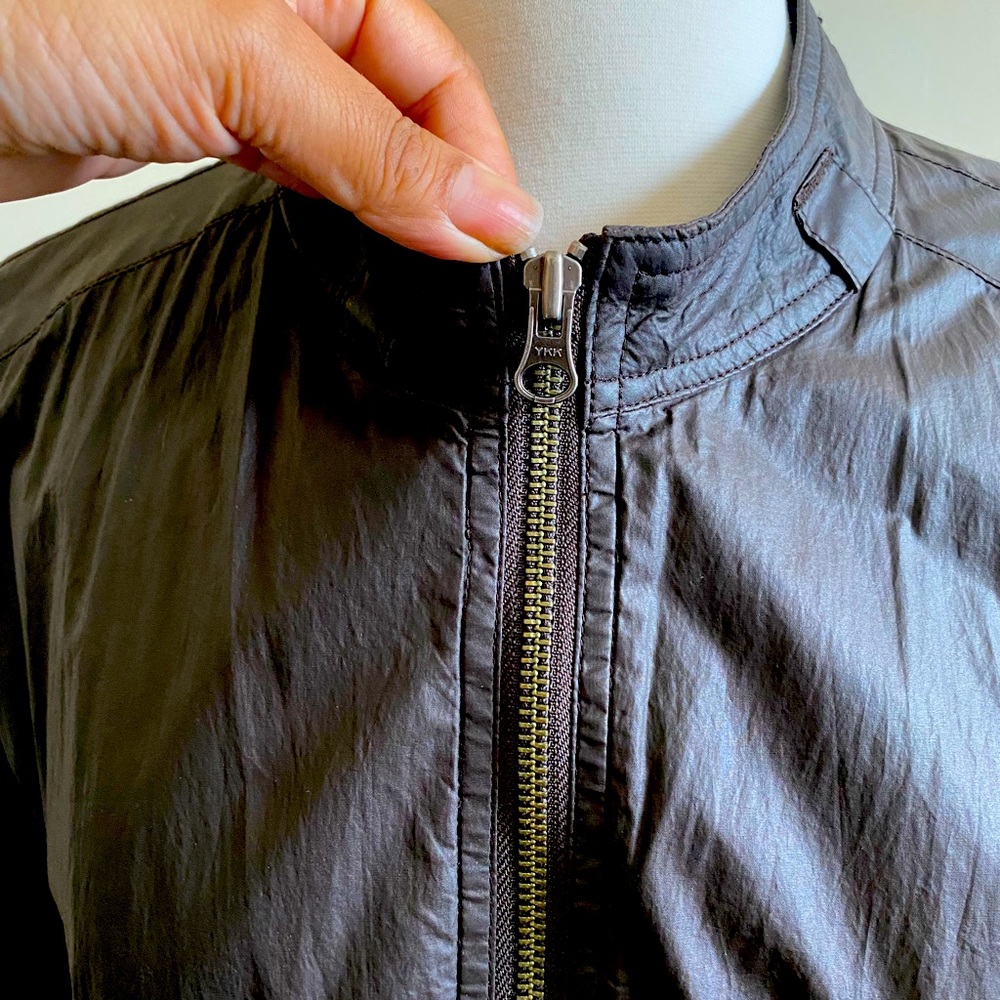 John Varvatos, casual Men’s jacket, beautiful waxy choc-colored Jacket, Sz M